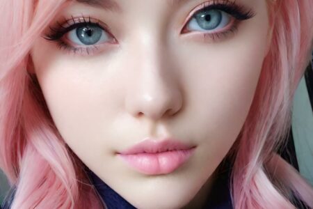 AI girl with pink hair wallpaper