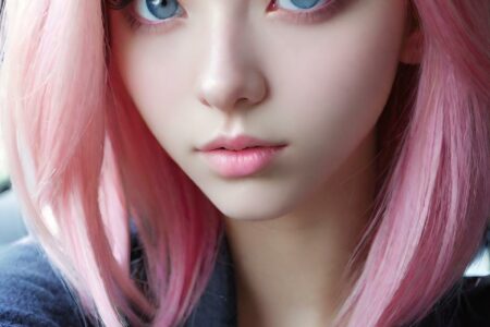AI girl with pink hair wallpaper
