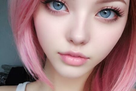 AI girl with pink hair wallpaper