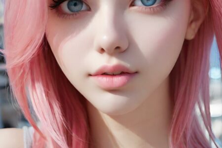 AI girl with pink hair wallpaper