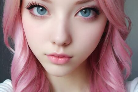 AI girl with pink hair wallpaper