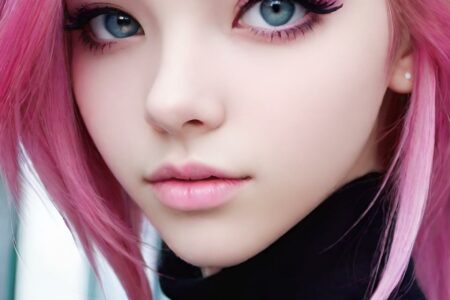 AI girl with pink hair wallpaper