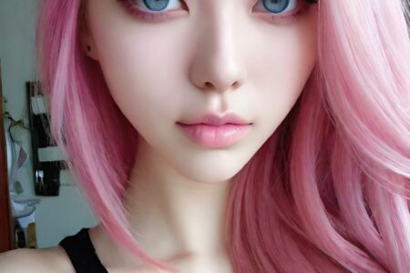 AI girl with pink hair wallpaper