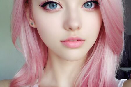 AI girl with pink hair wallpaper
