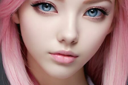 AI girl with pink hair wallpaper