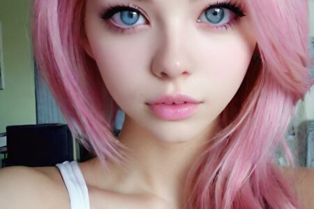 AI girl with pink hair wallpaper