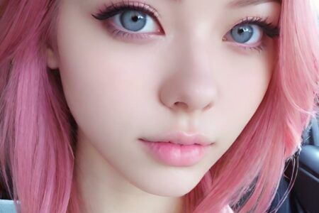 AI girl with pink hair wallpaper