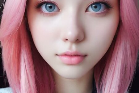 AI girl with pink hair wallpaper