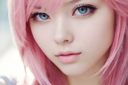 AI girl with pink hair wallpaper