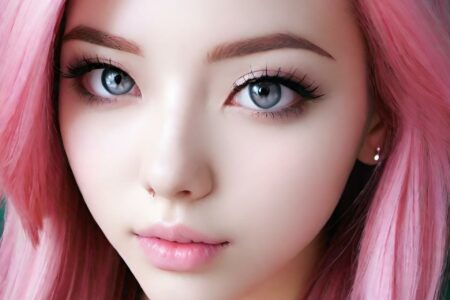 AI girl with pink hair wallpaper