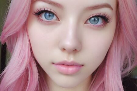 AI girl with pink hair wallpaper