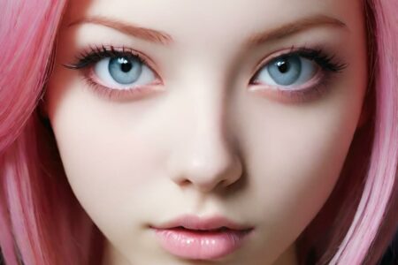 AI girl with pink hair wallpaper