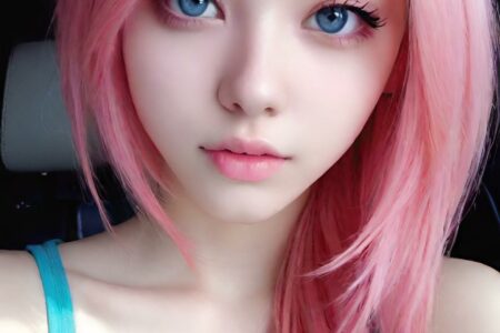 AI girl with pink hair wallpaper