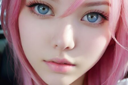 AI girl with pink hair wallpaper