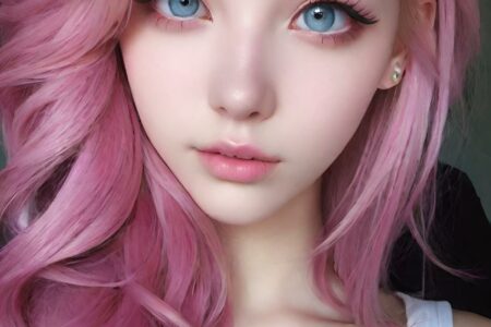 AI girl with pink hair wallpaper