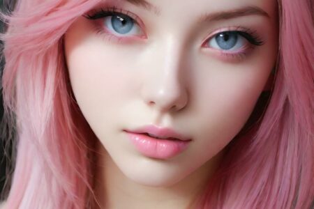 AI girl with pink hair wallpaper