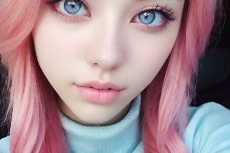AI girl with pink hair wallpaper