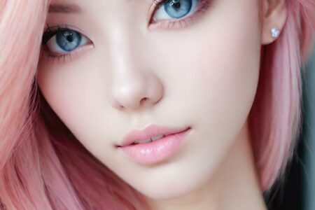 AI girl with pink hair wallpaper