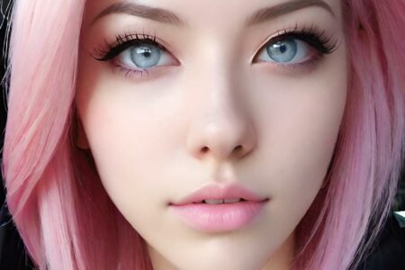 AI girl with pink hair wallpaper