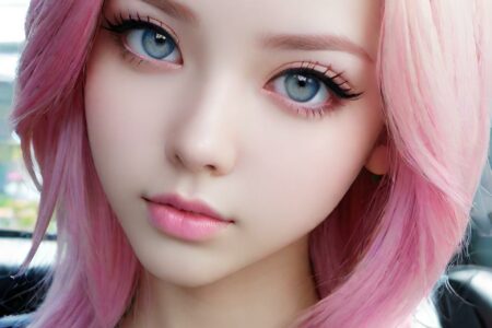 AI girl with pink hair wallpaper