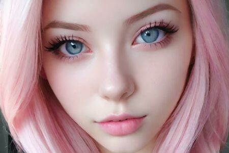 AI girl with pink hair wallpaper