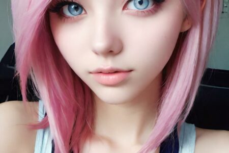 AI girl with pink hair wallpaper