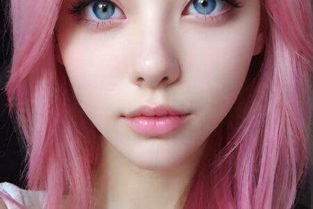 AI girl with pink hair wallpaper