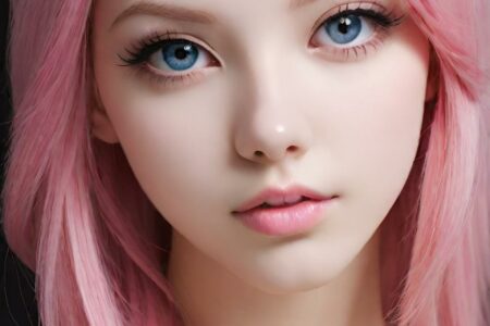 AI girl with pink hair wallpaper