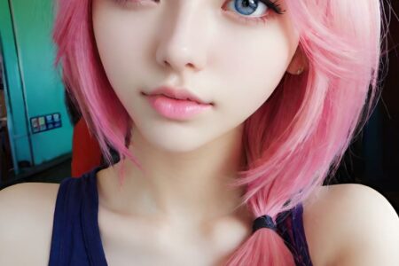 AI girl with pink hair wallpaper