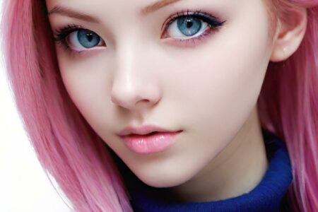 AI girl with pink hair wallpaper