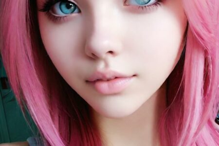 AI girl with pink hair wallpaper