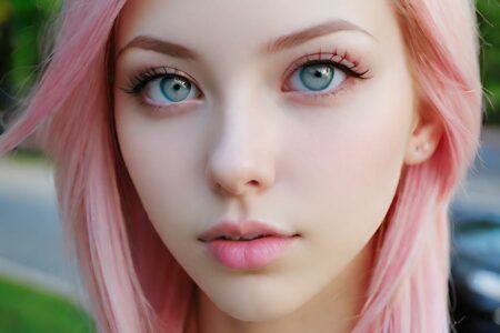 AI girl with pink hair wallpaper