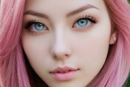 AI girl with pink hair wallpaper