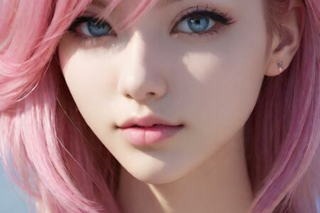 AI girl with pink hair wallpaper
