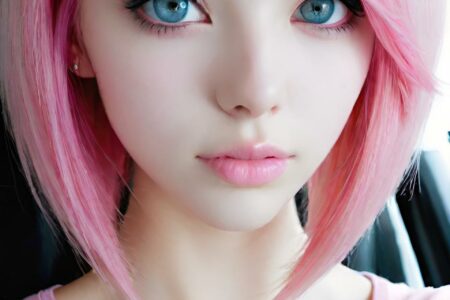 AI girl with pink hair wallpaper