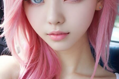 AI girl with pink hair wallpaper