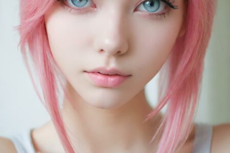 AI girl with pink hair wallpaper