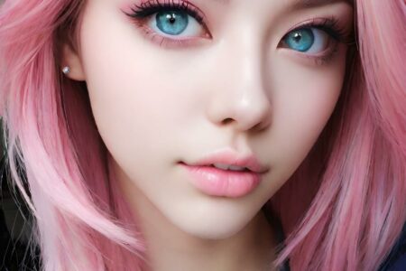 AI girl with pink hair wallpaper