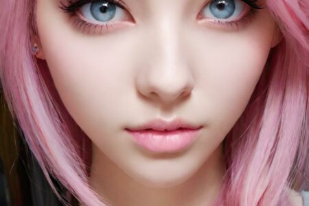 AI girl with pink hair wallpaper