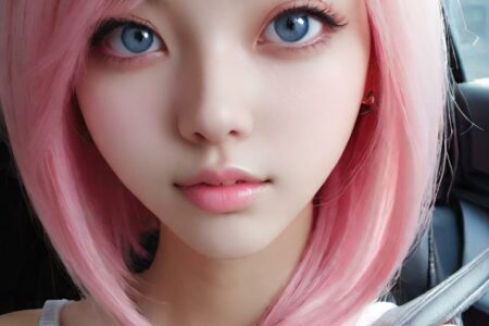 AI girl with pink hair wallpaper