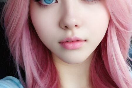 AI girl with pink hair wallpaper