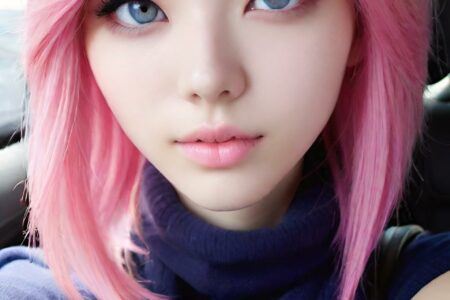 AI girl with pink hair wallpaper