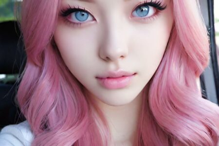 AI girl with pink hair wallpaper
