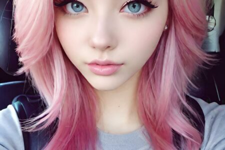 AI girl with pink hair wallpaper