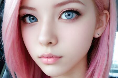 AI girl with pink hair wallpaper