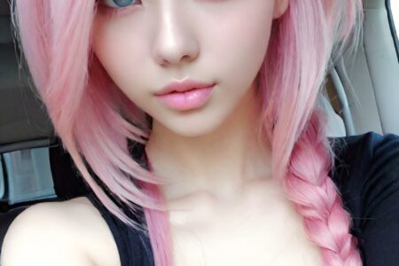 AI girl with pink hair wallpaper