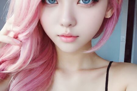 AI girl with pink hair wallpaper
