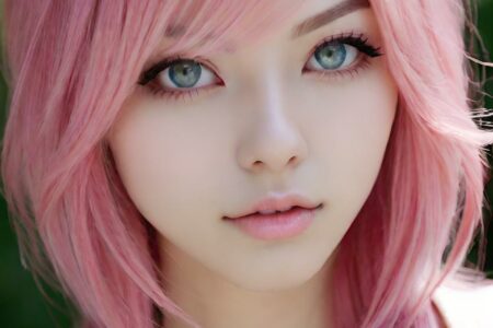 AI girl with pink hair wallpaper