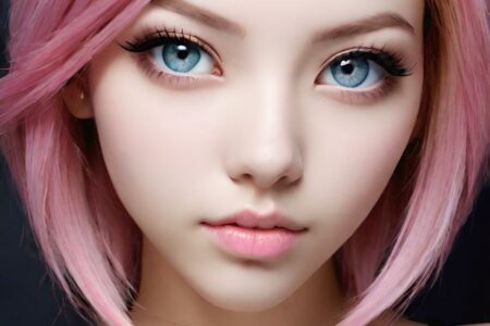 AI girl with pink hair wallpaper