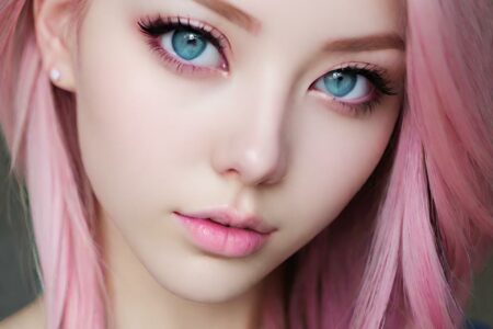 AI girl with pink hair wallpaper